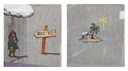 Curro Gonz&aacute;lez - 2011 - Hotel F&eacute;nix: Ed&eacute;n - T&eacute;cnica mixta sobre tela 2 obras de 38 x 35 cm.